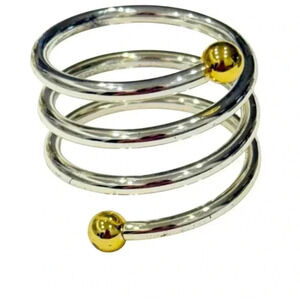 6 Set Kemp & Beady Napkin Silver and Gold Bead Rings